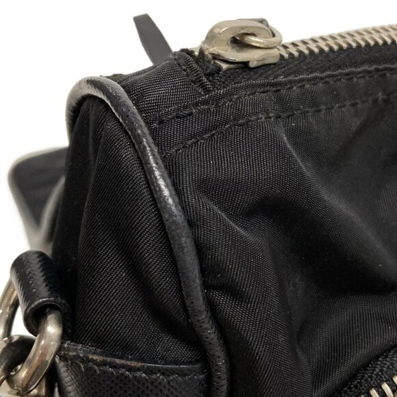 Auth PRADA - Black Nylon Leather Shoulder Bag - Picture 13 of 16